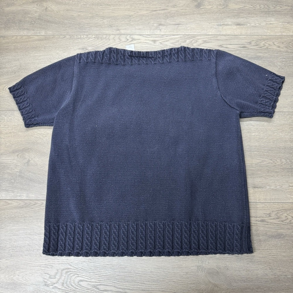 VTG Liz Claiborne Knit Flag Sweater S/S Sz M Preppy Academia Casual - Picture 7 of 10